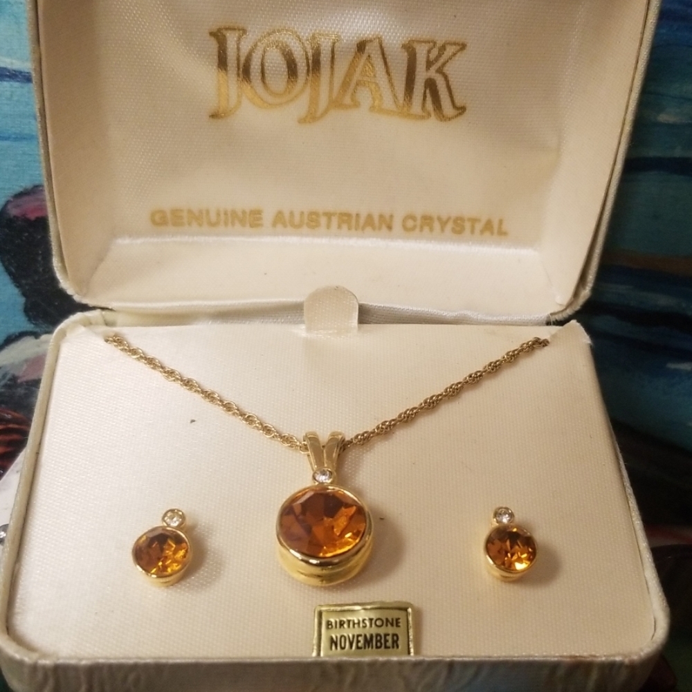 Vintage Jojak genuine Austrian crystal amber cryst